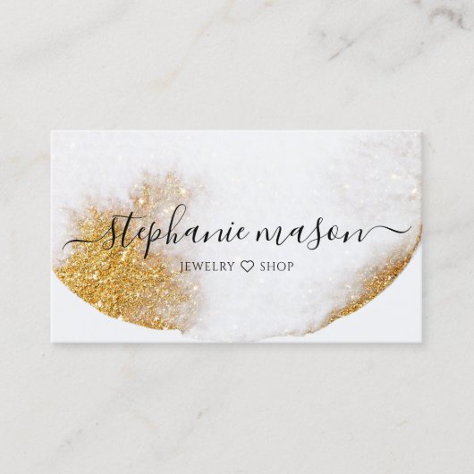 Abstracte Waterverf Gold Glitter Modern Elegant Visitekaartje (Voorkant)