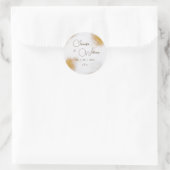 Abstracte Waterverf Gold Glitter Monogram Weddensc Ronde Sticker (Tas)