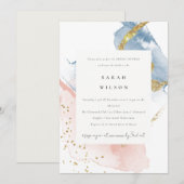 Abstracte Waterverf Gold Pink Blue Vrijgezellenfee Kaart (Voorkant / Achterkant)