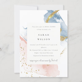 Abstracte Waterverf Gold Pink Blue Vrijgezellenfee Kaart