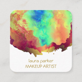 Abstracte Waterverf Gold Splatter Elegante kunst Vierkante Visitekaartje