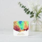 Abstracte Waterverf Gold Splatter Elegante kunst Vierkante Visitekaartje (Staand voorkant)