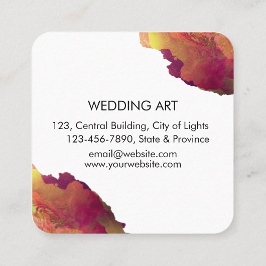 Abstracte Waterverf Gold Splatter Elegante kunst Vierkante Visitekaartje (Achterkant)