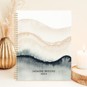 Abstracte Waterverf Golven 2025 Aangepaste Naam Planner
