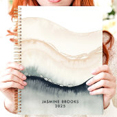 Abstracte Waterverf Golven 2025 Aangepaste Naam Planner