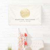 Abstracte Waterverf Gouden Cirkel Logo op Ivoor Spandoek (Insitu)