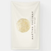 Abstracte Waterverf Gouden Cirkel Logo op Ivoor Spandoek (Verticaal)