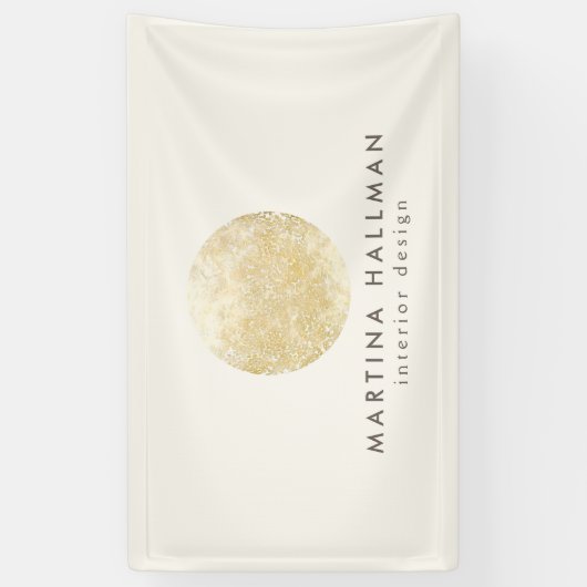 Abstracte Waterverf Gouden Cirkel Logo op Ivoor Spandoek (Verticaal)