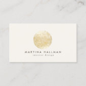 Abstracte Waterverf Gouden Cirkel Logo op Ivoor Visitekaartje (Voorkant)