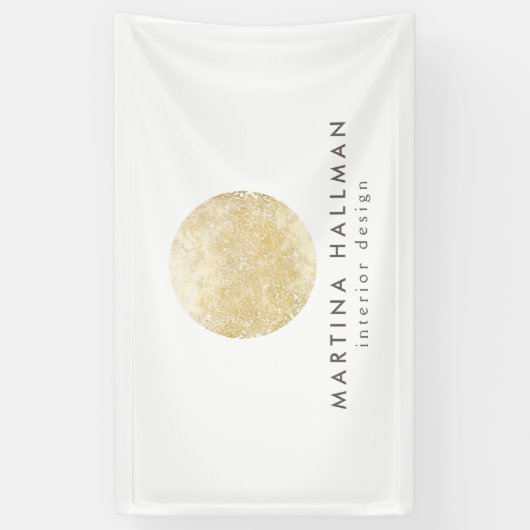 Abstracte Waterverf Gouden Cirkel Logo op Wit Spandoek (Verticaal)