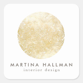 Abstracte Waterverf Gouden Cirkel Logo op Wit Vierkante Sticker