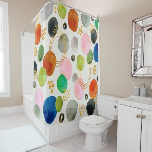 Abstracte Waterverf Gouden Glitter Art Douchegordijn (In situ)