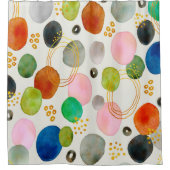 Abstracte Waterverf Gouden Glitter Art Douchegordijn (Voorkant)