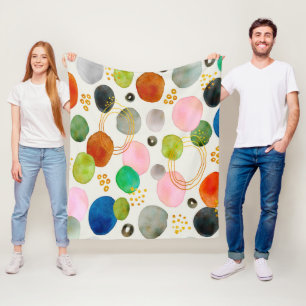 Abstracte Waterverf Gouden Glitter Art Fleece Deken