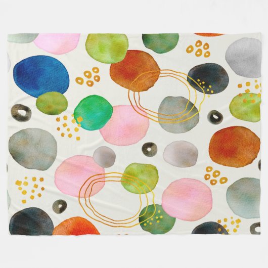 Abstracte Waterverf Gouden Glitter Art Fleece Deken (Voorkant (Horizontaal))