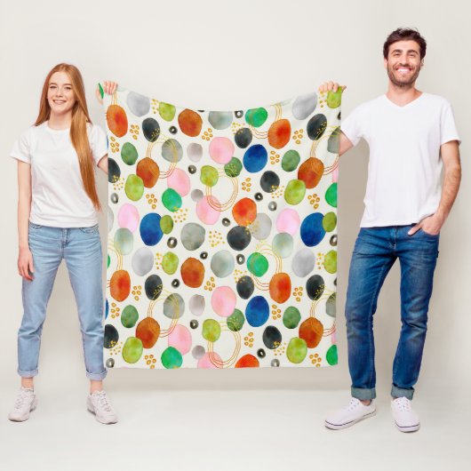 Abstracte Waterverf Gouden Glitter Art Fleece Deken (In situ)