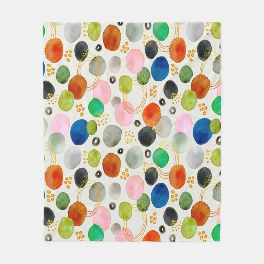 Abstracte Waterverf Gouden Glitter Art Fleece Deken (Voorkant)