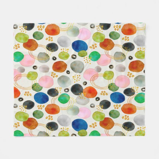 Abstracte Waterverf Gouden Glitter Art Fleece Deken (Voorkant (Horizontaal))