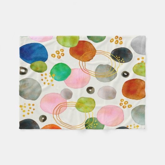 Abstracte Waterverf Gouden Glitter Art Fleece Deken (Voorkant (Horizontaal))