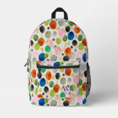 Abstracte Waterverf Gouden Glitter Art + Monogram Bedrukte Rugzak (Voorkant)