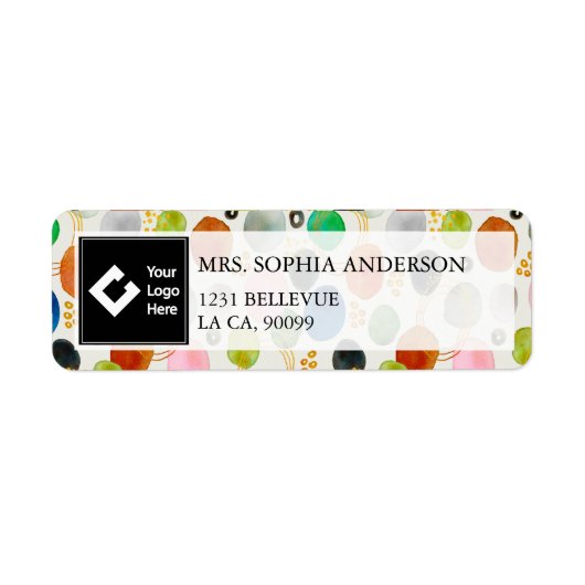 Abstracte Waterverf Gouden Glitter Art + Uw Logo Etiket (Voorkant)