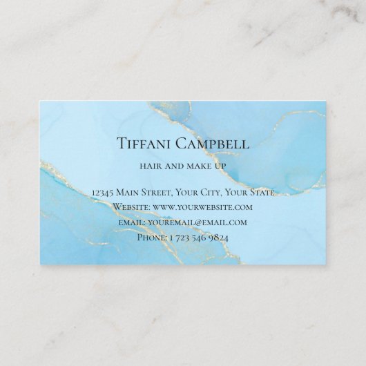 Abstracte Waterverf gouden glitter make-up artiest Visitekaartje (Achterkant)