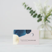 Abstracte Waterverf Gouden Marine Blauwe Borstel Visitekaartje (Staand voorkant)