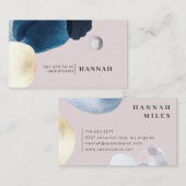 Abstracte Waterverf Gouden Marine Blauwe Borstel Visitekaartje (Voorkant / Achterkant)