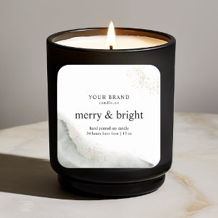 "Abstracte Waterverf Green & Gold Candle Vierkante Sticker