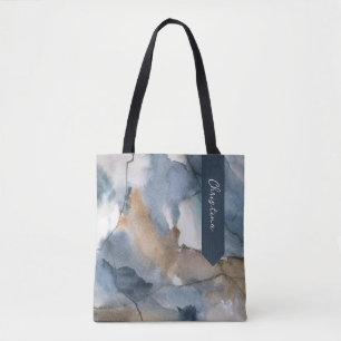 Abstracte Waterverf Grijs Bruin Marmeren Patroon Tote Bag