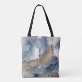 Abstracte Waterverf Grijs Bruin Marmeren Patroon Tote Bag (Achterkant)