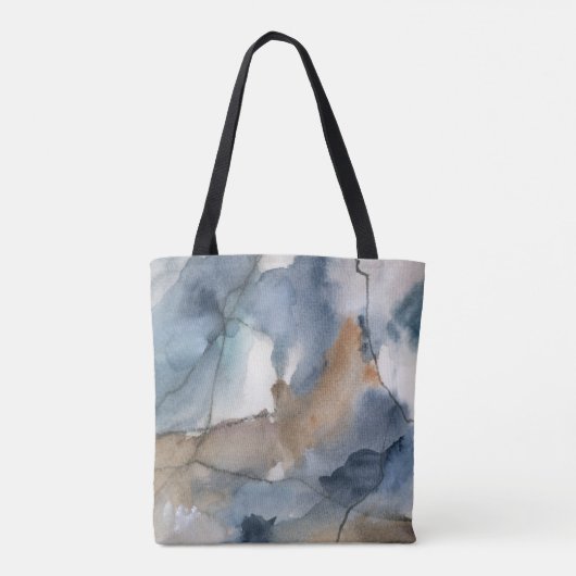 Abstracte Waterverf Grijs Bruin Marmeren Patroon Tote Bag (Achterkant)