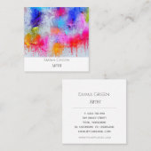 Abstracte Waterverf Grijze artistieke Visitekaartj Vierkante Visitekaartje (Voorkant / Achterkant)