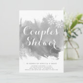 Abstracte waterverf grijze trouwparen douche kaart (Staand voorkant)