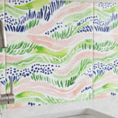 Abstracte Waterverf Groen Roze Blauw Decoratief Tegeltje