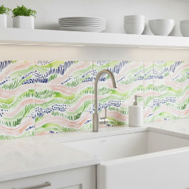 Abstracte Waterverf Groen Roze Blauw Decoratief Tegeltje