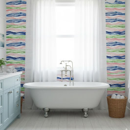 Abstracte Waterverf Groen Roze Blauwe Golf Strepen Tegeltje