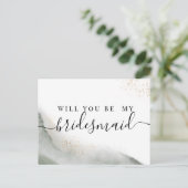 Abstracte Waterverf Groene Kwaststreken & Goud Uitnodiging Briefkaart (Staand voorkant)