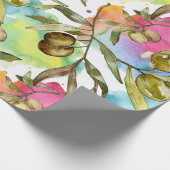 Abstracte Waterverf Groene Olijfbijkantoren Cadeaupapier (Hoek)