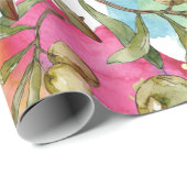 Abstracte Waterverf Groene Olijfbijkantoren Cadeaupapier (Rol Hoek)