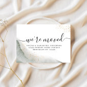 Abstracte Waterverf Groene penseelstreken & goud Aankondigingskaart