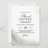 Abstracte waterverf groene penseelstreken & goud kaart (Voorkant)