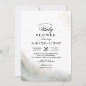 Abstracte Waterverf Groene penseelstreken & goud Kaart (Voorkant)