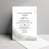 Abstracte waterverf groene penseelstreken & goud kaart