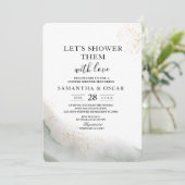 Abstracte waterverf groene penseelstreken & goud kaart (Staand voorkant)