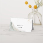 Abstracte Waterverf Groene penseelstreken & goud Plaatskaartje (Achterkant)