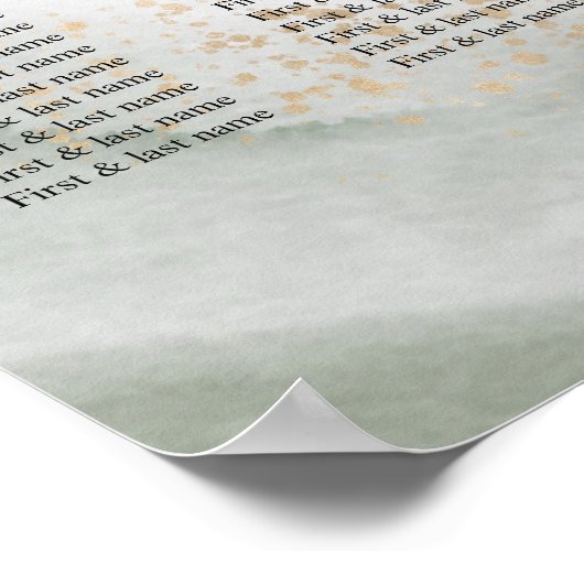 Abstracte Waterverf Groene penseelstreken & goud Poster (Hoek)