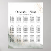 Abstracte Waterverf Groene penseelstreken & goud Poster (Voorkant)