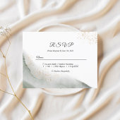 Abstracte Waterverf Groene penseelstreken & goud Uitnodiging Briefkaart