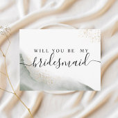 Abstracte Waterverf Groene penseelstreken & goud Uitnodiging Briefkaart